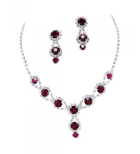 Stunning Raspberry Necklace Rhinestone Bling