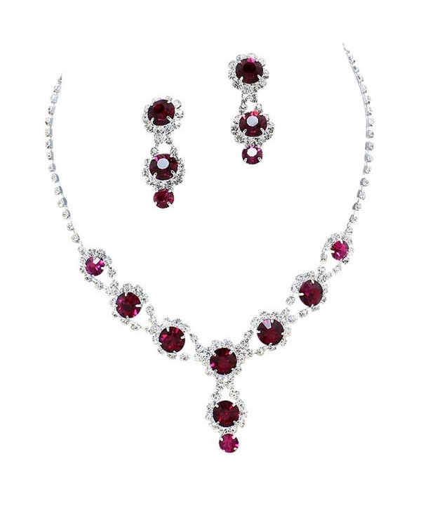 Stunning Raspberry Necklace Rhinestone Bling