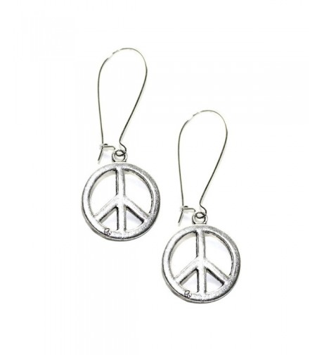 Silver Peace Sign Kidney wire Earrings