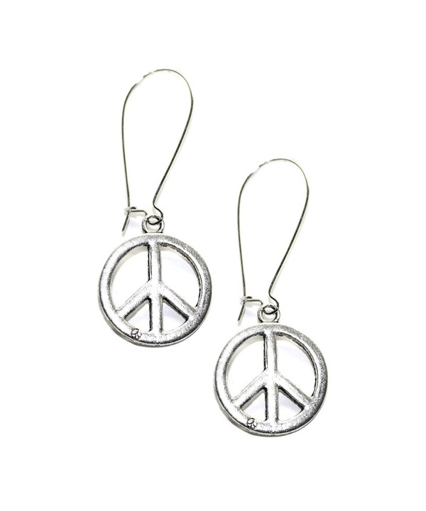 Silver Peace Sign Kidney wire Earrings
