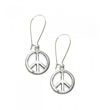 Silver Peace Sign Kidney wire Earrings