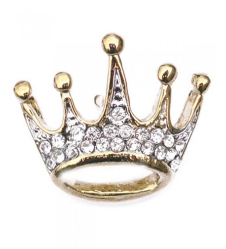 PinMarts Plated Rhinestone Crown Brooch