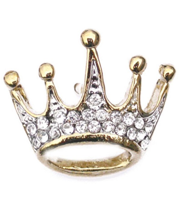 PinMarts Plated Rhinestone Crown Brooch