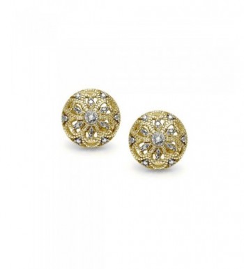 Flashed Sterling Filigree Diamond Earrings