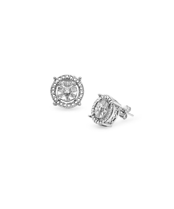 Sterling Silver Diamond Illusion Earrings