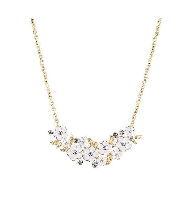 Lux Accessories Flowers Statement Necklace