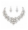 BriLove Simulated Statement Necklace Silver Tone