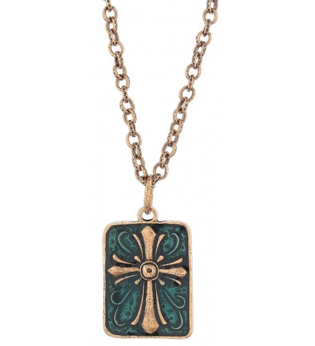 Ganz Antiqued Copper Tone Enamel Necklace