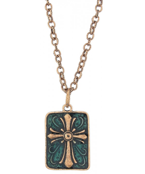 Ganz Antiqued Copper Tone Enamel Necklace