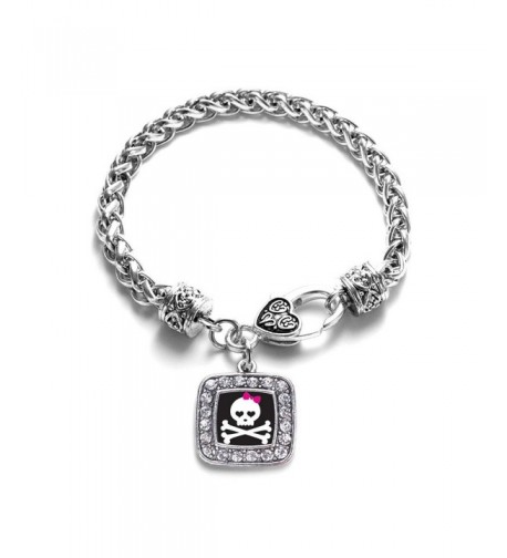 Crossbones Classic Silver Crystal Bracelet