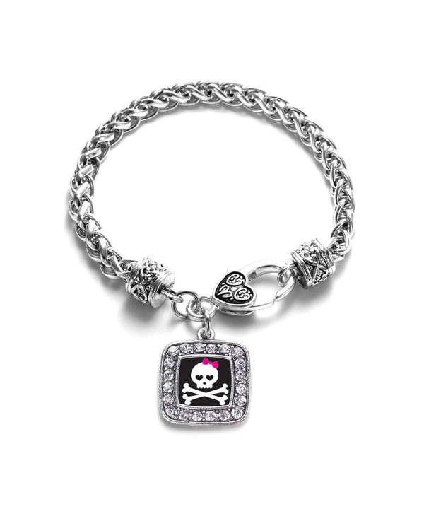 Crossbones Classic Silver Crystal Bracelet