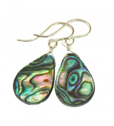 Sterling Abalone Earrings Teardrop Peacock