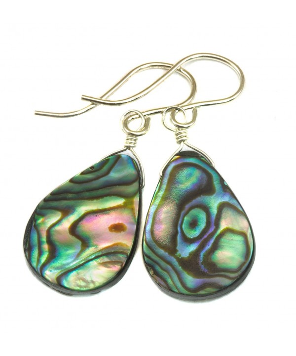 Sterling Abalone Earrings Teardrop Peacock