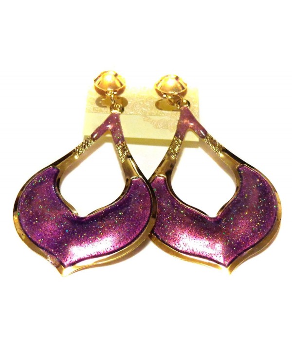 Clip Earrings Lightweight Enamel Purple