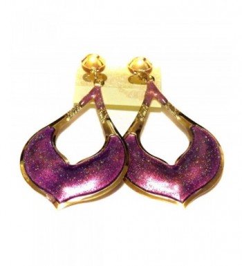 Clip Earrings Lightweight Enamel Purple