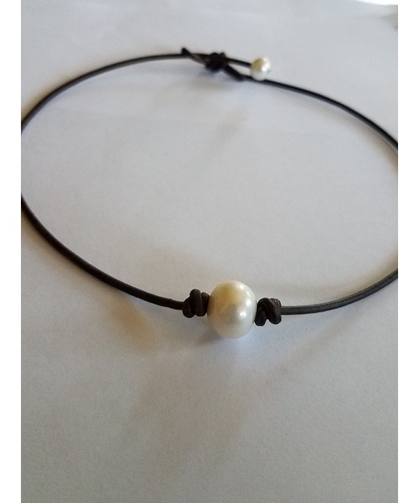 Seasidepearls30A Genuine Leather Necklace Choker