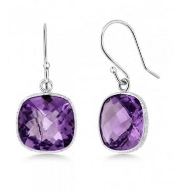 Sterling Amethyst Cushion Checkerboard Earrings