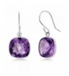 Sterling Amethyst Cushion Checkerboard Earrings