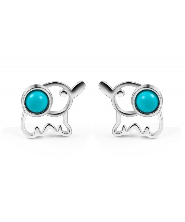 FarryDream Sterling Turquoise Elephant Earrings