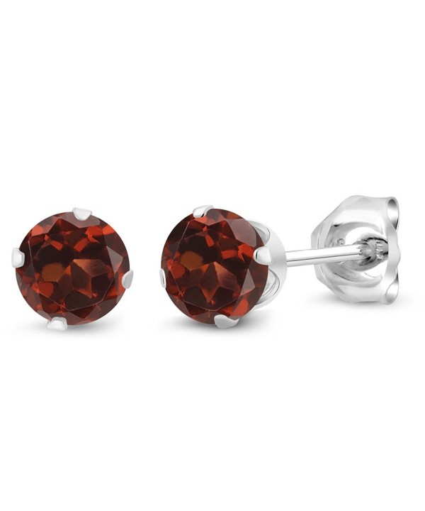 Round Garnet Sterling Silver Earrings