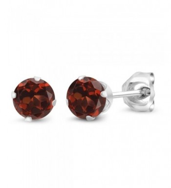 Round Garnet Sterling Silver Earrings