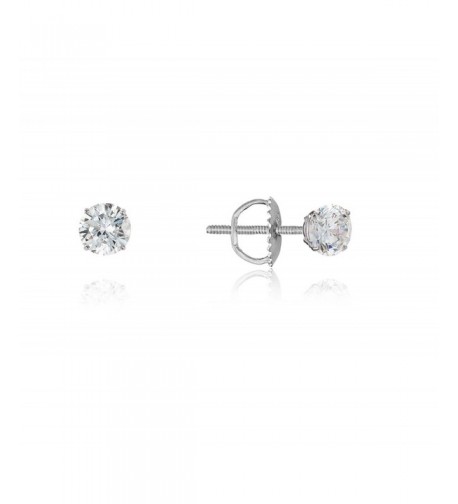 Sterling Rhodium Zirconia Screwback Earrings