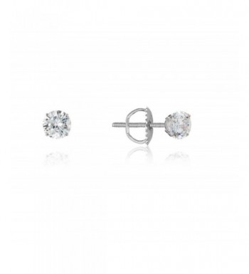 Sterling Rhodium Zirconia Screwback Earrings