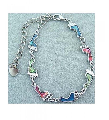 Bracelet Footprint Genuine Multi color Silvertone