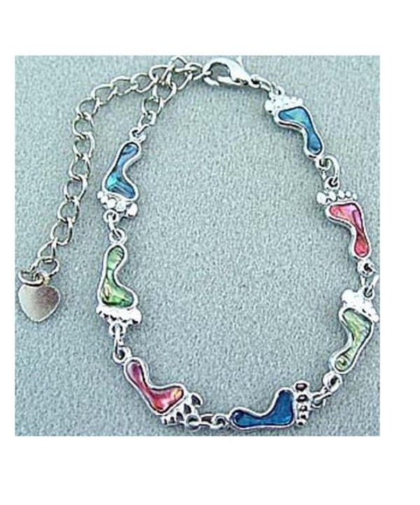 Bracelet Footprint Genuine Multi color Silvertone