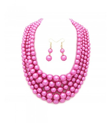 Simulated Multi Strand Statement Necklace Earrings