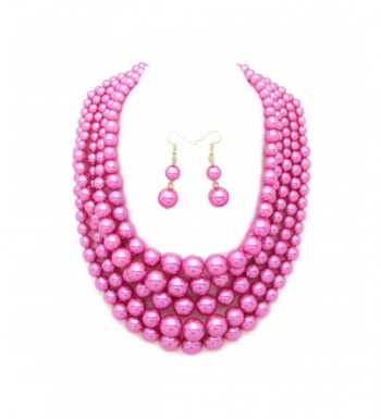 Simulated Multi Strand Statement Necklace Earrings