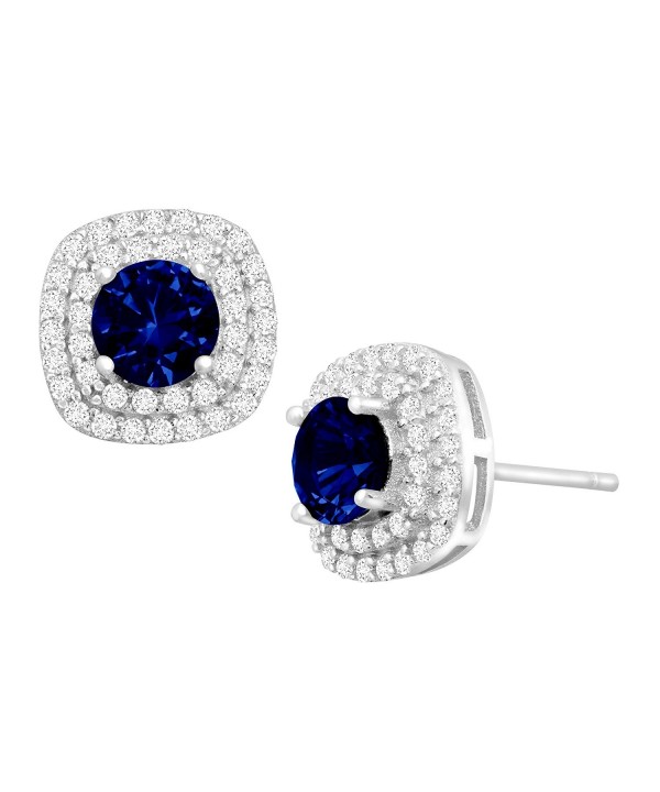 Created Sapphire Zirconia Earrings Sterling