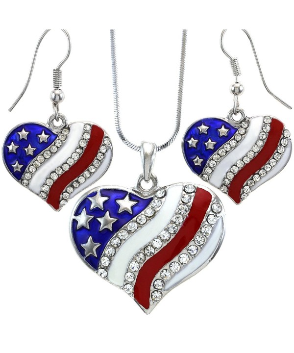 American Patriotic Independence Necklace Earrings