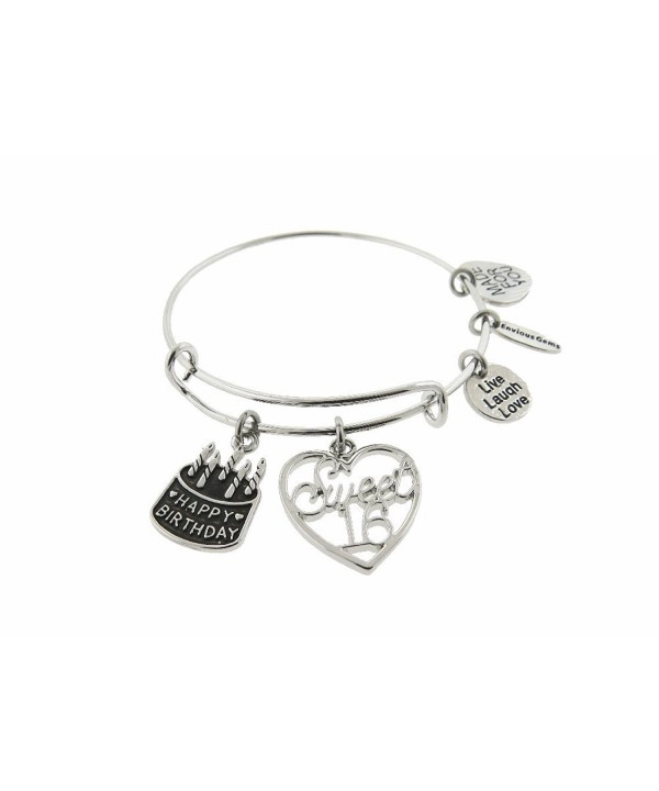 Happy Birthday Silver Expandable Bracelet