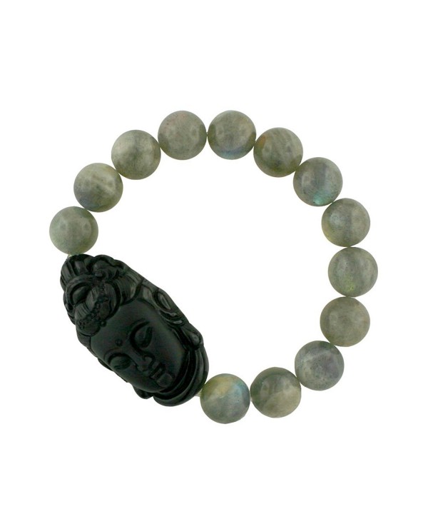 Guanyin Bracelet Carved Obsidian Labradorite