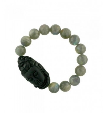 Guanyin Bracelet Carved Obsidian Labradorite