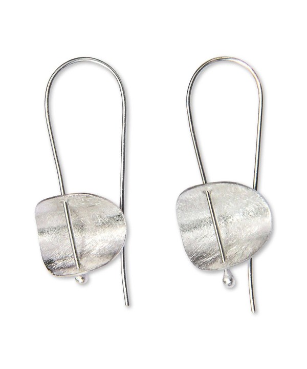 NOVICA Brushed Sterling Earrings Minimalism