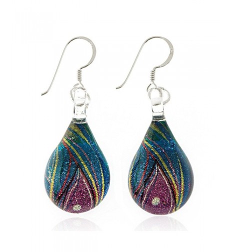 Sterling Painted Multi colored Teardrop Earrings