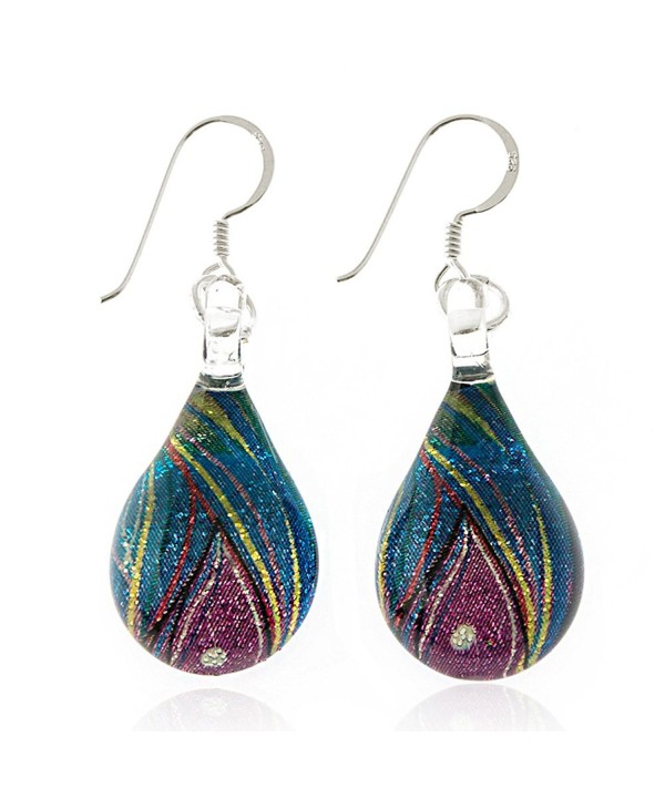 Sterling Painted Multi colored Teardrop Earrings