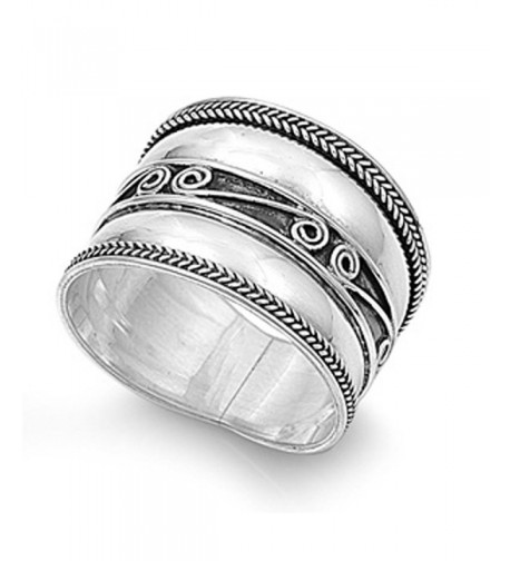 Sterling Silver Womens Swirl Oxidized