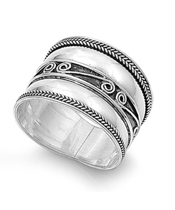 Sterling Silver Womens Swirl Oxidized