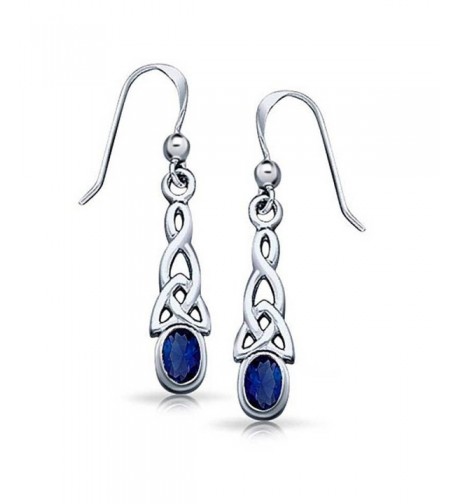 Sterling Silver Created Sapphire Earrings