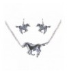 Silvertone Horse Theme Necklace Earring