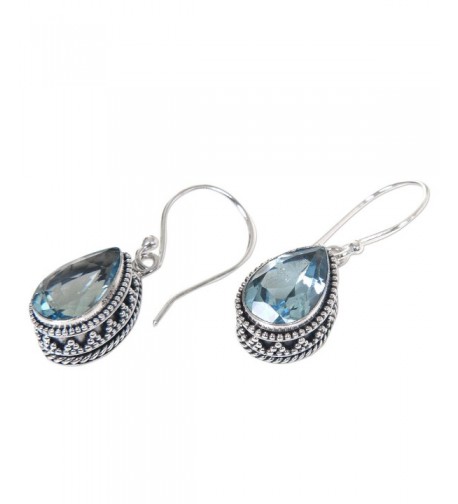 NOVICA Sterling Pear Shaped Earrings Sparkling