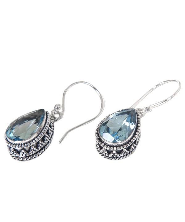 NOVICA Sterling Pear Shaped Earrings Sparkling