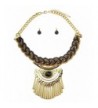 Bohemian Leather Braided Necklace Gold Tone