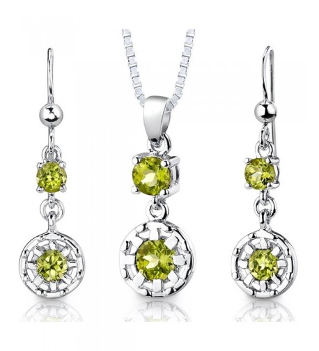 Peridot Pendant Earrings Necklace Sterling