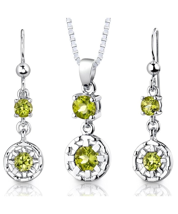 Peridot Pendant Earrings Necklace Sterling