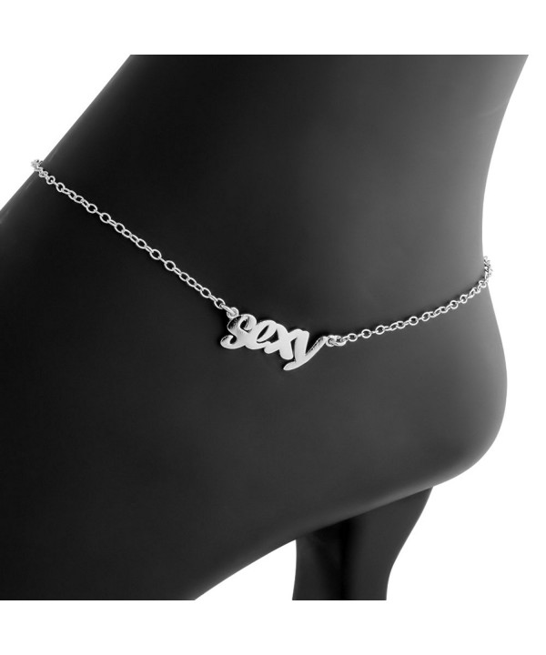 Script Words Pendant Anklet sterling silver