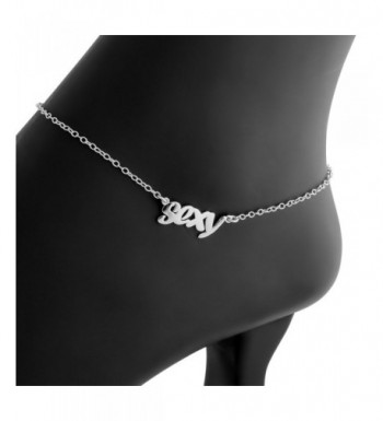 Script Words Pendant Anklet sterling silver